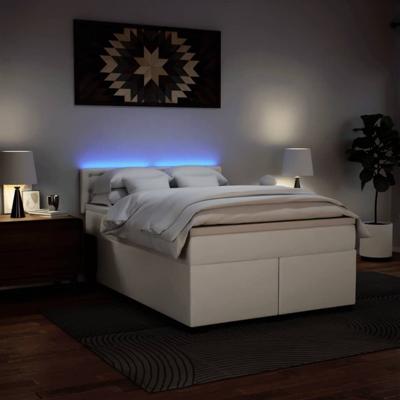 Boxspring met matras kunstleer wit 140x200 cm - thumbnail