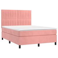 Boxspring met matras en LED fluweel roze 140x200 cm - thumbnail
