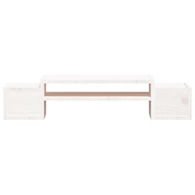 VidaXL Monitorstandaard 70x27,5x15 cm massief grenenhout wit