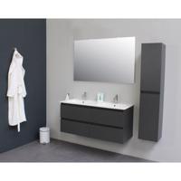 Badkamermeubel Boss & Wessing Pepper Wastafel Porselein Twee Kraangaten Incl Spiegel 120x55x46 cm Antraciet Boss & Wessing - thumbnail