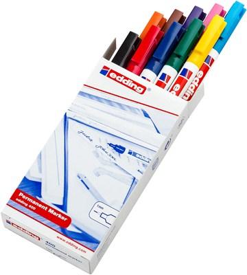 Edding permanent marker 400, doos van 10 stuks in geassorteerde kleuren