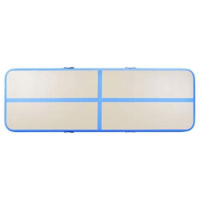 Gymnastiekmat met pomp opblaasbaar 500x100x10 cm PVC blauw - thumbnail