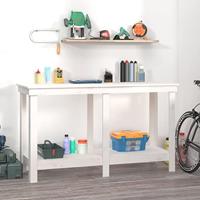 VidaXL Werkbank 140x50x80 cm massief grenenhout wit - thumbnail
