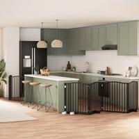 Hondenhek inklapbaar 8 panelen 640 cm populierenhout zwart - thumbnail