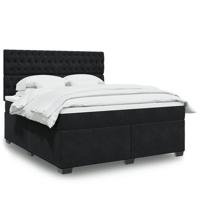Boxspring met matras fluweel zwart 120x200 cm - thumbnail