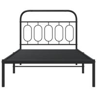 Bedframe met hoofdbord metaal zwart 100x190 cm - thumbnail