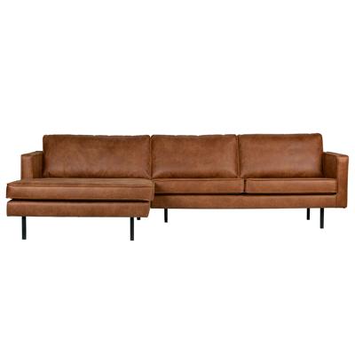 WOOOD Loungebank 'Rodeo' Links, Eco Leder, kleur Cognac
