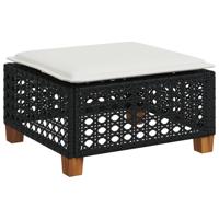 9-delige Loungeset met kussens poly rattan zwart - thumbnail