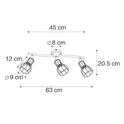QAZQA Moderne plafondspot zwart 63 cm 3-lichts verstelbaar - Botu