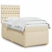 Boxspring met matras stof crèmekleurig 200x200 cm - thumbnail