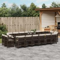 17-delige Tuinset met kussens poly rattan bruin - thumbnail