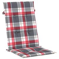 VidaXL Tuinstoelkussens 6 st 120x50x3 cm stof ruitpatroon rood - thumbnail