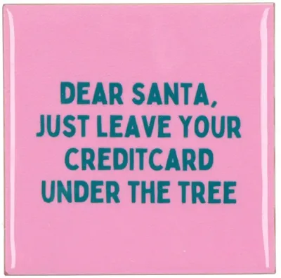 Daan Kromhout Design tegeltje keramiek dear santa 10x10cm roze