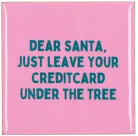 Daan Kromhout Design tegeltje keramiek dear santa 10x10cm roze - thumbnail