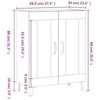 Dressoir 69,5x34x90 cm bewerkt hout zwart - thumbnail