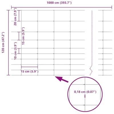 VidaXL Wilde hek warm verzinkt 1000 x 120 x 0,18 cm ijzer