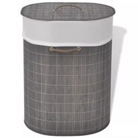 VidaXL Wasmand ovaal bamboe donkerbruin - thumbnail