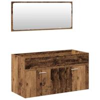5-delige Badkamermeubelset bewerkt hout oud houtkleurig - thumbnail