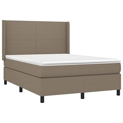 Boxspring met matras en LED stof taupe 140x190 cm