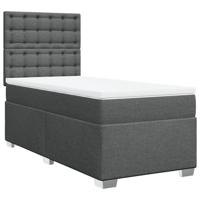 Boxspring met matras stof donkergrijs 90x190 cm - thumbnail