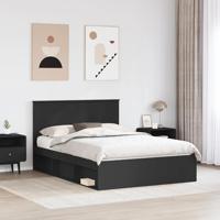 Bedframe met hoofdeinde Zwart 140 x 200 cm Massief grenenhout - thumbnail
