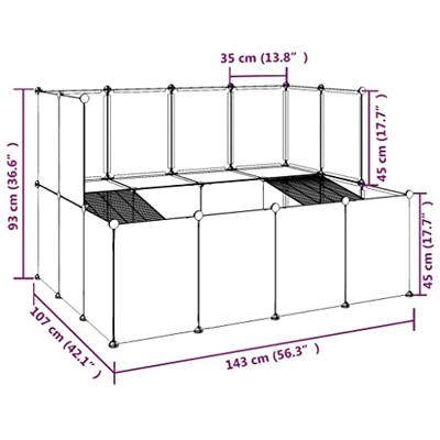 VidaXL Dierenhok klein 143x107x93 polypropeen en staal zwart VidaXL Dierenhok klein 143x107x93 polypropeen en staal zwart