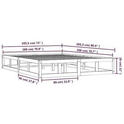 Bedframe massief hout zwart 180x200 cm 6FT Super King Bedframe massief hout zwart 180x200 cm 6FT Super King
