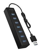ICY BOX IB-HUB1700-U3 USB 3.0 zu 7-Port USB 3.0 Type-A Hub, Alu-Gehäuse, Netzteil 5V/3A USB 3.2 Gen 1-hub 7 poorten Zwart - thumbnail