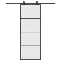 Schuifdeur met beslagset 76x205 cm ESG glas zwart - thumbnail