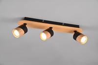Trio Plafondlamp hout met zwartAruni 3-lichts - 801100332 - thumbnail