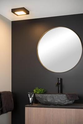 Lucide BRICE-LED - Plafonnière Badkamer - LED Dimb. - 1x15W 3000K - IP44 - Zwart