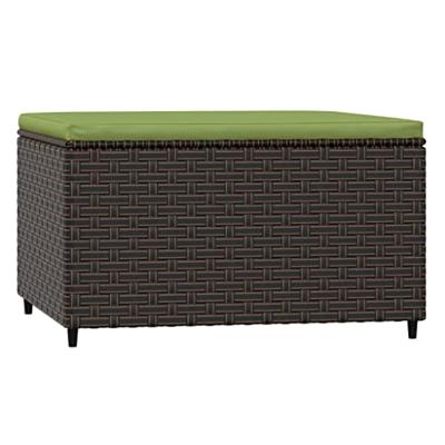 Voetensteunen poly rattan 2 stuks met kussens bruin - thumbnail