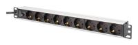Digitus DN-95437 19 inch 19inch-patchkast Geaarde contactdoos Incl. 2 metalen houders, Overstroombeveiliging Zilver, Zwart - thumbnail