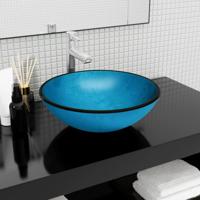 VidaXL Wasbak 42x14 cm gehard glas blauw - thumbnail