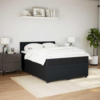 Boxspring met matras fluweel zwart 140x200 cm