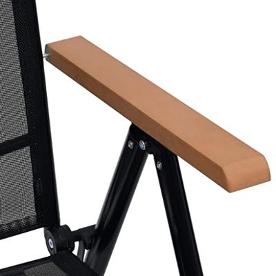 Tuinstoelen inklapbaar 2 st aluminium en textileen zwart - thumbnail