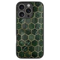 iPhone 16 Pro glazen hardcase - Kubus groen - thumbnail