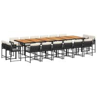 17-delige Tuinset met kussens poly rattan zwart - thumbnail