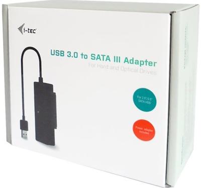 i-tec USB 3.0 kabel adapter SATA met externe voeding 220 V voor de aansluiting van SATA harde schijf BLU-RAY CD-ROM CDRW DVD DVDRW