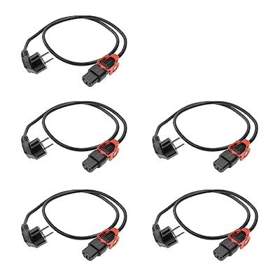 ACT Netsnoer CEE 7/7 male (haaks) - C13 IEC Lock+ zwart 2 m, EL332S, 5-Pack