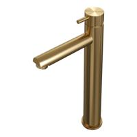 Wastafelmengkraan Brauer Gold Edition Coldstart Opbouw Hoog Korte Ronde Hendel Geborsteld Goud PVD - thumbnail