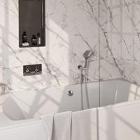 Chrome Edition thermostatische inbouw badkraan SET 04 met drukknoppen, badvulcombinatie, 3-standen handdouche, doucheslang en wandaansluitbocht - thumbnail