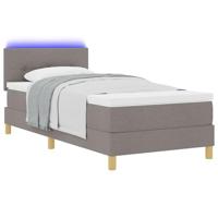Boxspring bed met matras met hoofdeinde Taupe 90 x 190 cm Stof - thumbnail