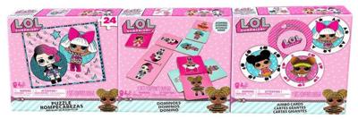 Spin Master Games L.O.L. Surprise! Driedubbel spelpakket met puzzel, domino, en jumbo-speelkaarten Spin Master Games L.O.L. Surprise! Driedubbel spelpakket met puzzel, domino, en jumbo-speelkaarten