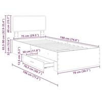 Bedframe met hoofdeinde Sonoma Eiken 75 x 190 cm Bewerkt hout - thumbnail