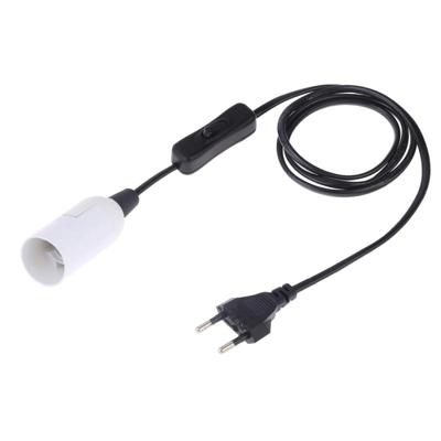 E14 Wire Cap schakelaar lamp houder kroonluchter stopcontact met 1.5 m verlengkabel EU stekker (wit)