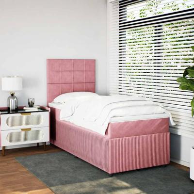 Boxspring met matras fluweel roze 90x190 cm
