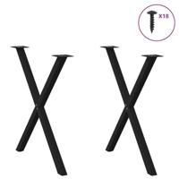 Eettafelpoten 2 st X-vormig 70x(72-73) cm staal zwart - thumbnail