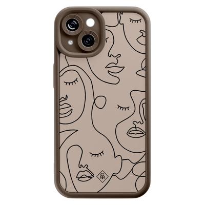 iPhone 15 bruine case - Abstract faces iPhone 15 bruine case - Abstract faces