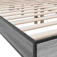 Bedframe bewerkt hout metaal grijs sonoma eiken 140x190 cm - thumbnail